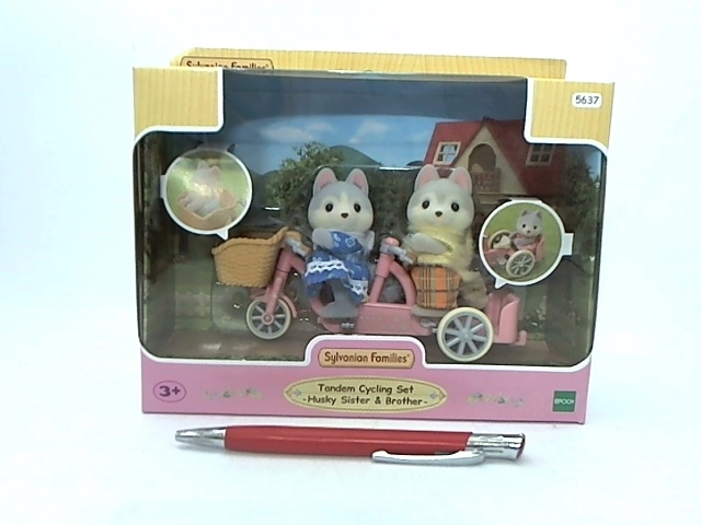 Sylvanian Families Husky Dogs on a Tandem Bicycle