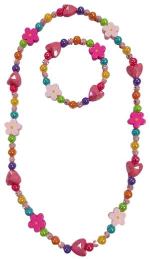 Kids’ jewelry set with hearts and flowers