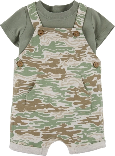 Carter's divdaļīgs komplekts zēniem – T-krekls ar īsām piedurknēm un lacīšu šorti Green Camo (3 mēneši)