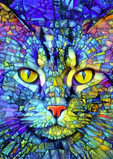 Enjoy puzzle Fiona, stained-glass cat, 1000 pieces