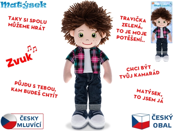 Runājošā plīša lellīte Matýsek 37 cm