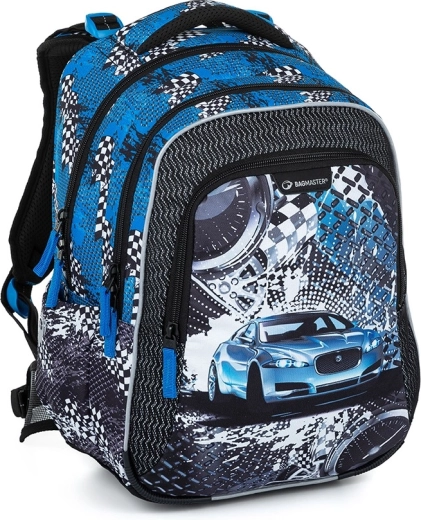 Bagmaster skolas mugursoma LUMI 23 D Zilā automašīna
