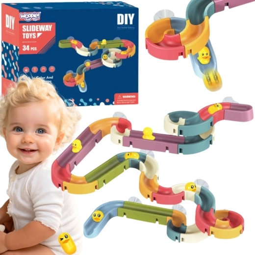 Woopie bath water track with slide and duck, 34 pieces