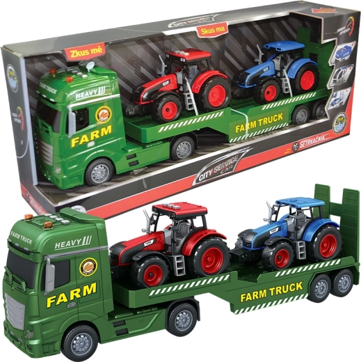 Farm Tractor Truck with Trailer and 2 Tractors 1:12 CITY SERVICE CAR