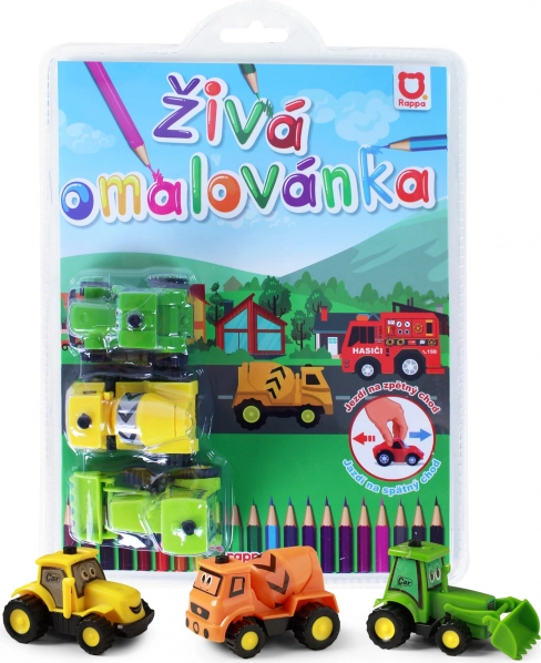 Dzīvā krāsojamā grāmata – būvniecības automašīnas, 3 gab. komplekts