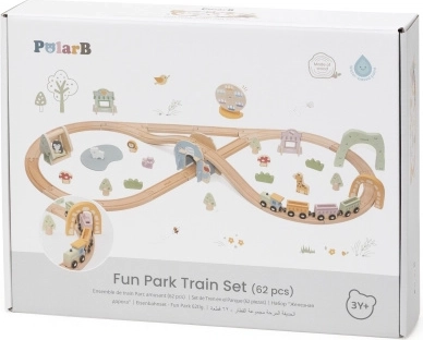 Viga wooden train set, 62 pieces