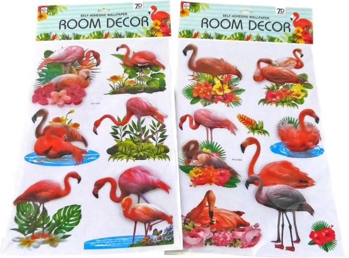 3D sienas uzlīmes flamingo - 1 komplekts