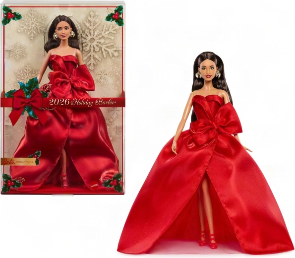 Mattel Barbie Signature Ziemassvētku kolekcionējamā lelle 2026 sarkanā kleitā - 1 gab.