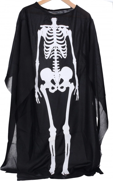 Melns bērnu apmetnis ar skeleta motīvu