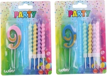 Ballīšu svece numurs 9 ar papildu svecītēm