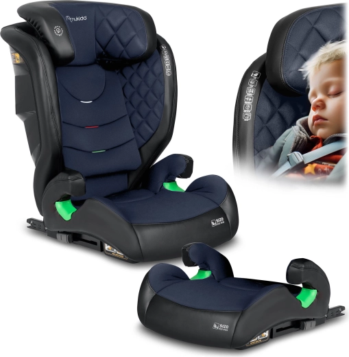 Bērnu autosēdeklītis Nukido Louis 100–150 cm ISOFIX, melni jūras zilā krāsā