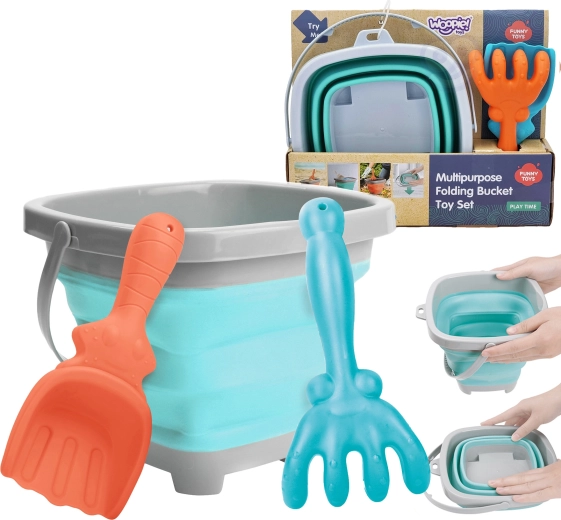 Collapsible silicone bucket with rake and shovel WOOPIE 5 L