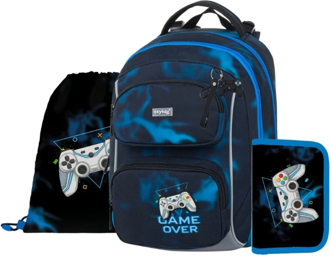 Skolas komplekts OXY Jumper Gamer 3v1 – mugursoma, penālis un maisiņš