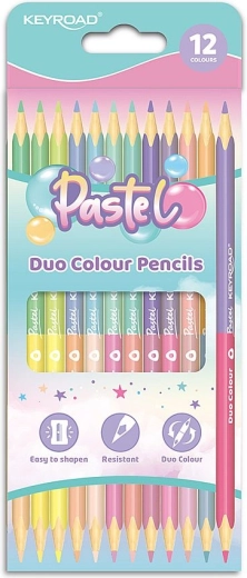 Krāsainie zīmuļi Keyroad Duo Pastel trīsstūrveida 12 gab.