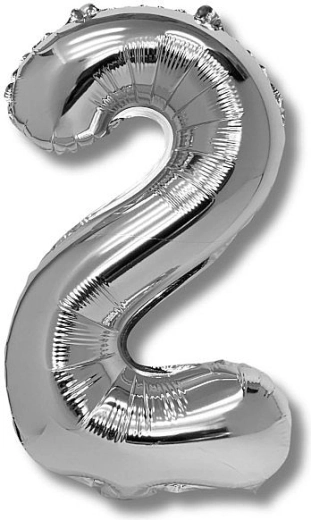 Foil Balloon Number 2, 40 cm, Silver