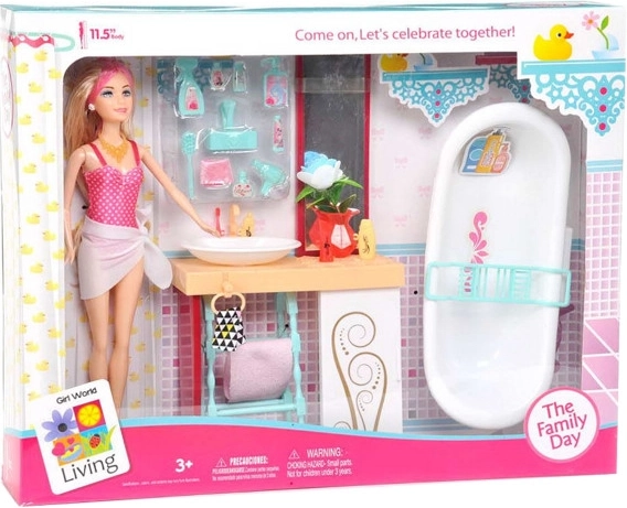 Doll with Bathroom Furniture and Accessories