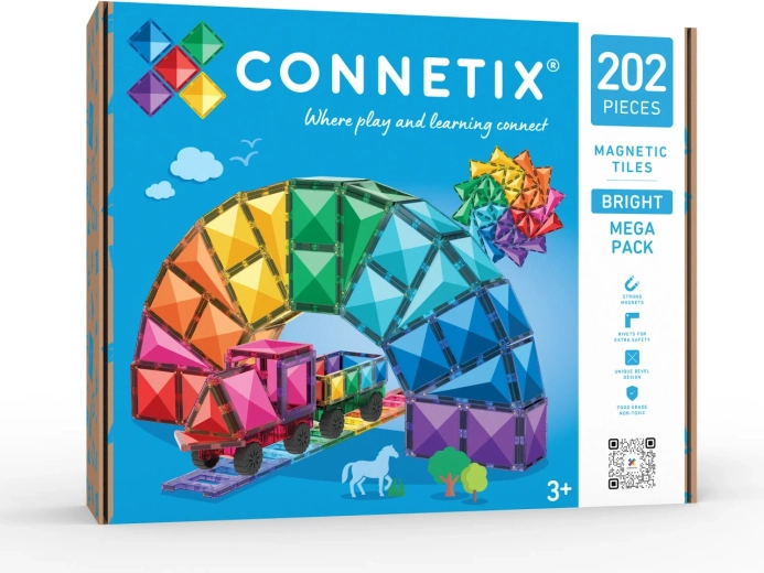 Bright Mega Pack Magnetic Building Set, 202 Pieces