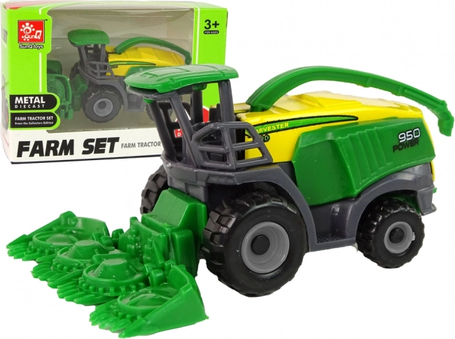 Zaļš mazs lauksaimniecības kombains – rotaļlieta