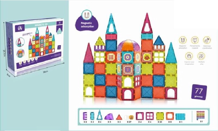 Magnētiska 3D būvkonstruktoru komplekts – 77 detaļas
