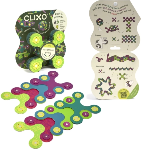 CLIXO Tiny & Mighty Dino magnētiskais konstruktors – 9 detaļas