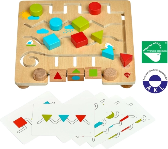 Wooden Maze with Geometric Shapes and Templates LUCY & LEO