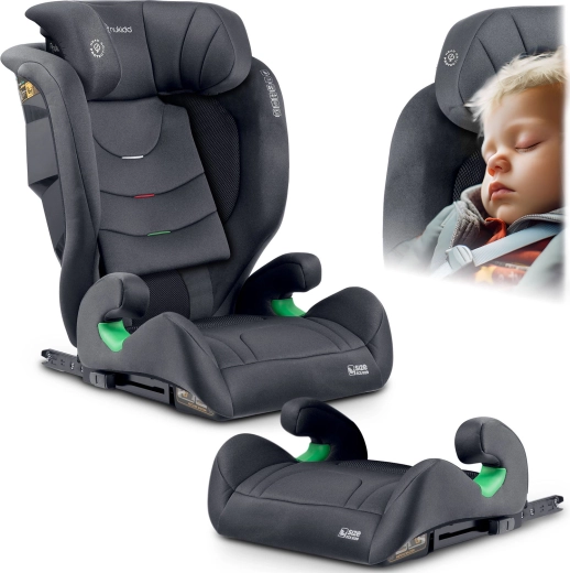 Bērnu autokrēsliņš Nukido Louis Soft pelēks 100–150 cm ISOFIX i-Size