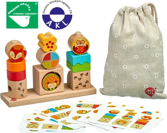 Lucy & Leo wooden puzzle Day and Night with templates