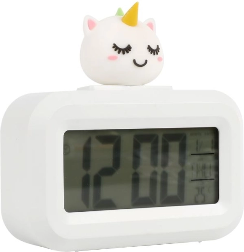 White Digital Alarm Clock with Unicorn