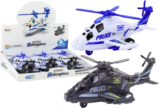 Policijas helikopters ar berzes piedziņu, gaismu un skaņu