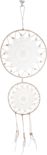 White dreamcatcher made of jute and feathers 100 cm