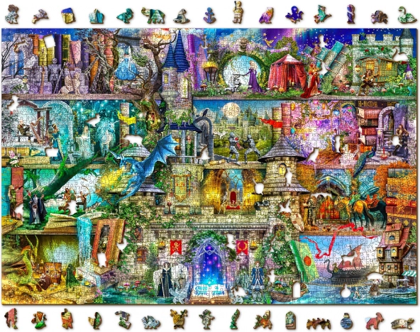 Divpusēja koka puzle WOODEN CITY Pasaku pasaule 2v1, 2000 gab. EKO