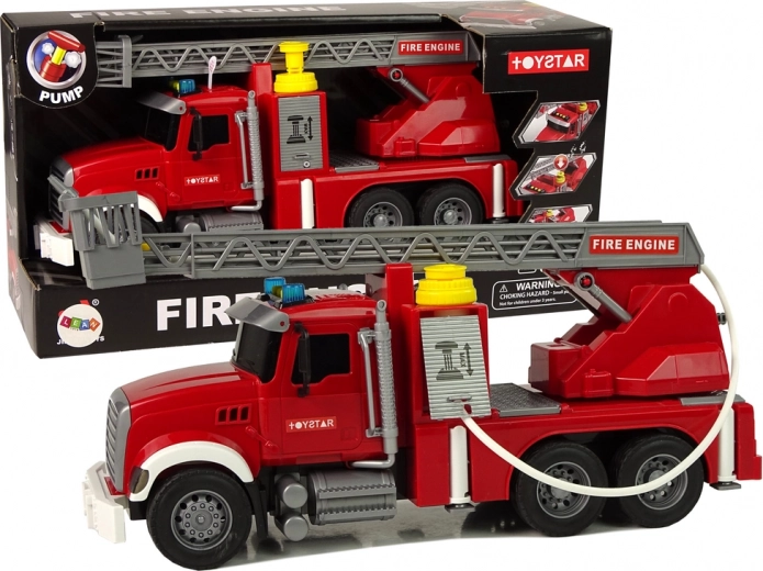 Ugunsdzēsēju auto ar ūdens izsmidzinātāju, gaismām un skaņām