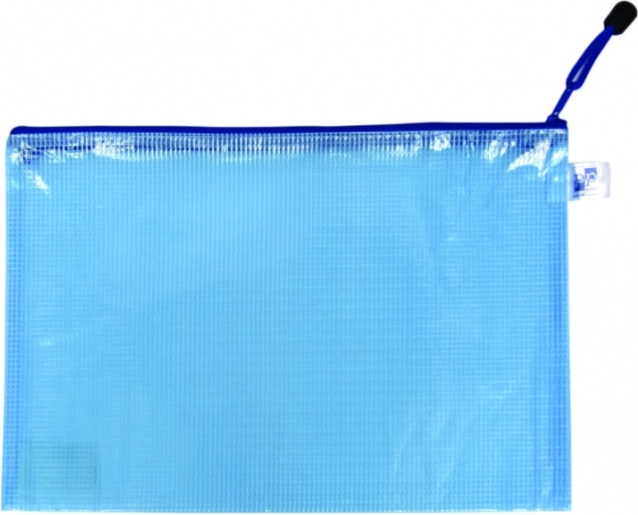 A4 izmēra zipa aploksne, zila, ar sieta pastiprinājumu
