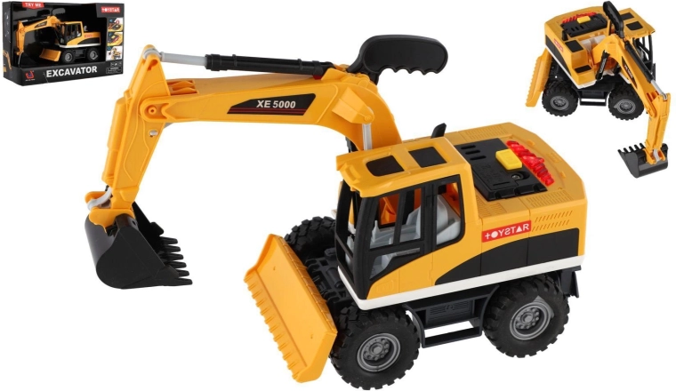 Battery-Powered Excavator with Lights and Sound