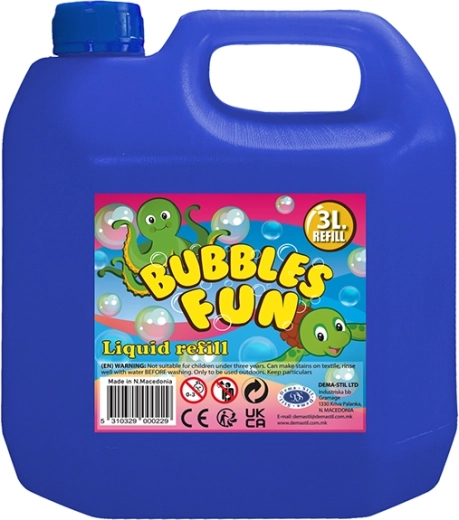 Ziepju burbuļu šķidruma uzpilde 3 l plastmasas kannā
