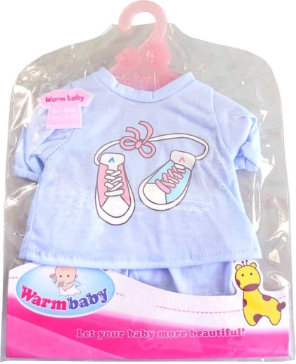 Clothing for a 42 cm doll – blue T-shirt and pants with hanger
