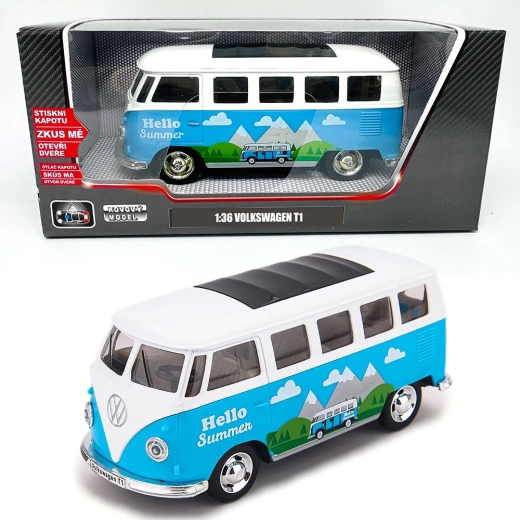 Metal Volkswagen T1 Bulli Model with Lights and Sound, 1:30 Scale
