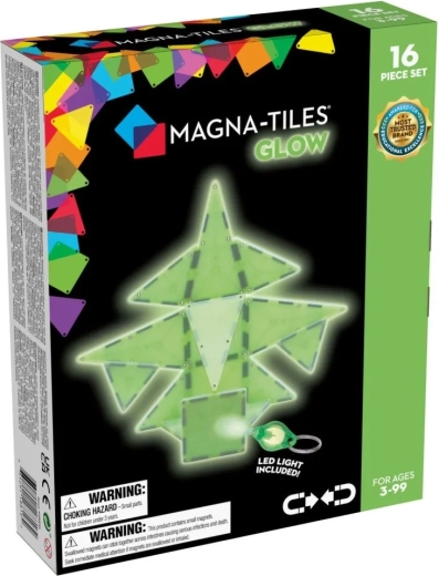 MAGNA-TILES Glow-in-the-Dark Magnetic Building Set, 16 Pieces