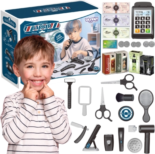 Woopie barber set pro děti, kadeřnický salon 24 ks