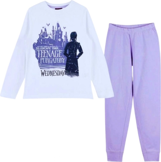 Children's Wednesday Pyjamas in White and Purple