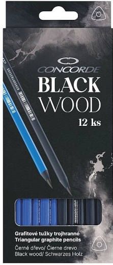 Grafīta zīmuļi CONCORDE Black Wood HB, trīsstūrveida, 12 gab.