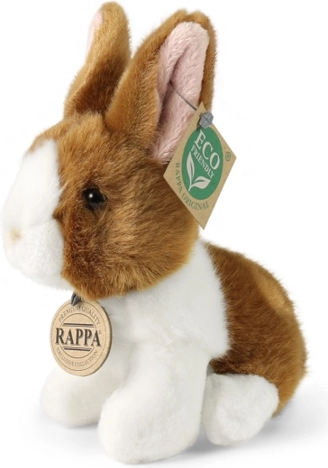 Rappa plush rabbit, white and brown, sitting, 16 cm