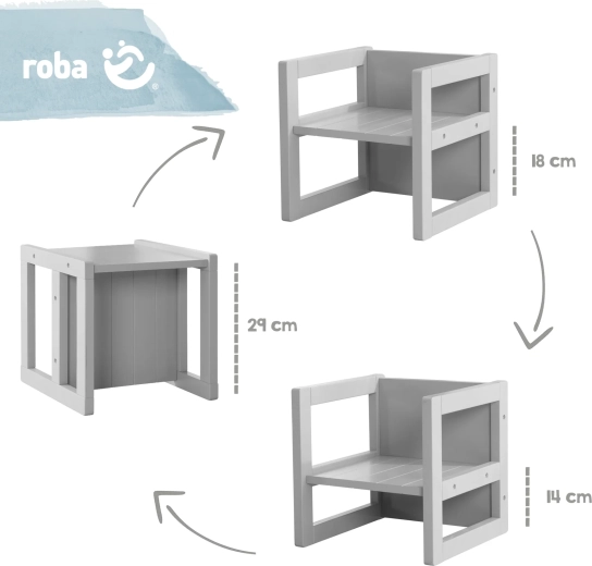 Roba Reversible Children's Stool, Grey