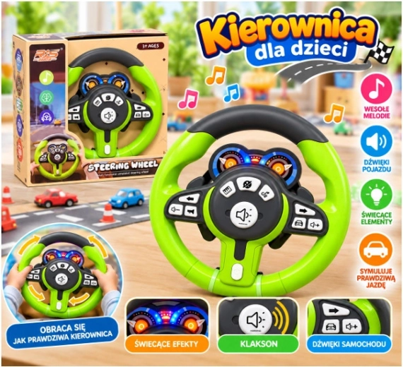 Interactive Steering Wheel with Lights and Sounds