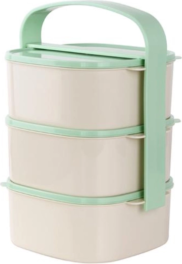 Plastic food carrier 3×1 l, assorted lid colors