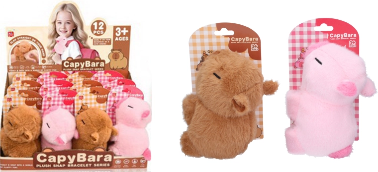 Plush capybara bracelet 16 cm - 1 piece
