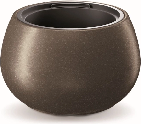 Puķu pods Heos Eco Wood ar ieliktni 37 cm – kafija