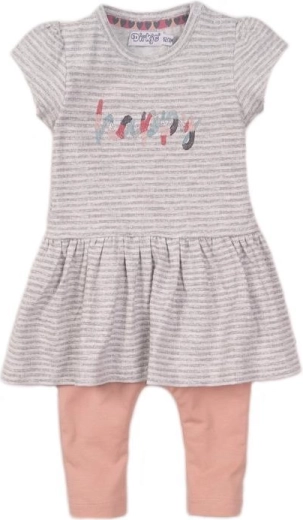 Dirkje 2-piece set: baby dress and leggings in grey melange and dusty pink
