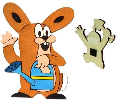 Koka dekoratīvais magnētiņš Kurmītis – draugs zaķis