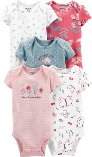 Meiteņu bodiji ar īsām piedurknēm CARTER'S Pinkblue LBB 5 gab. – PRE